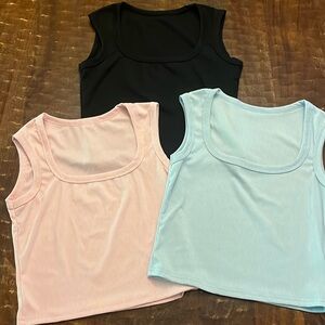 Crop ribbed tank tops set of 3